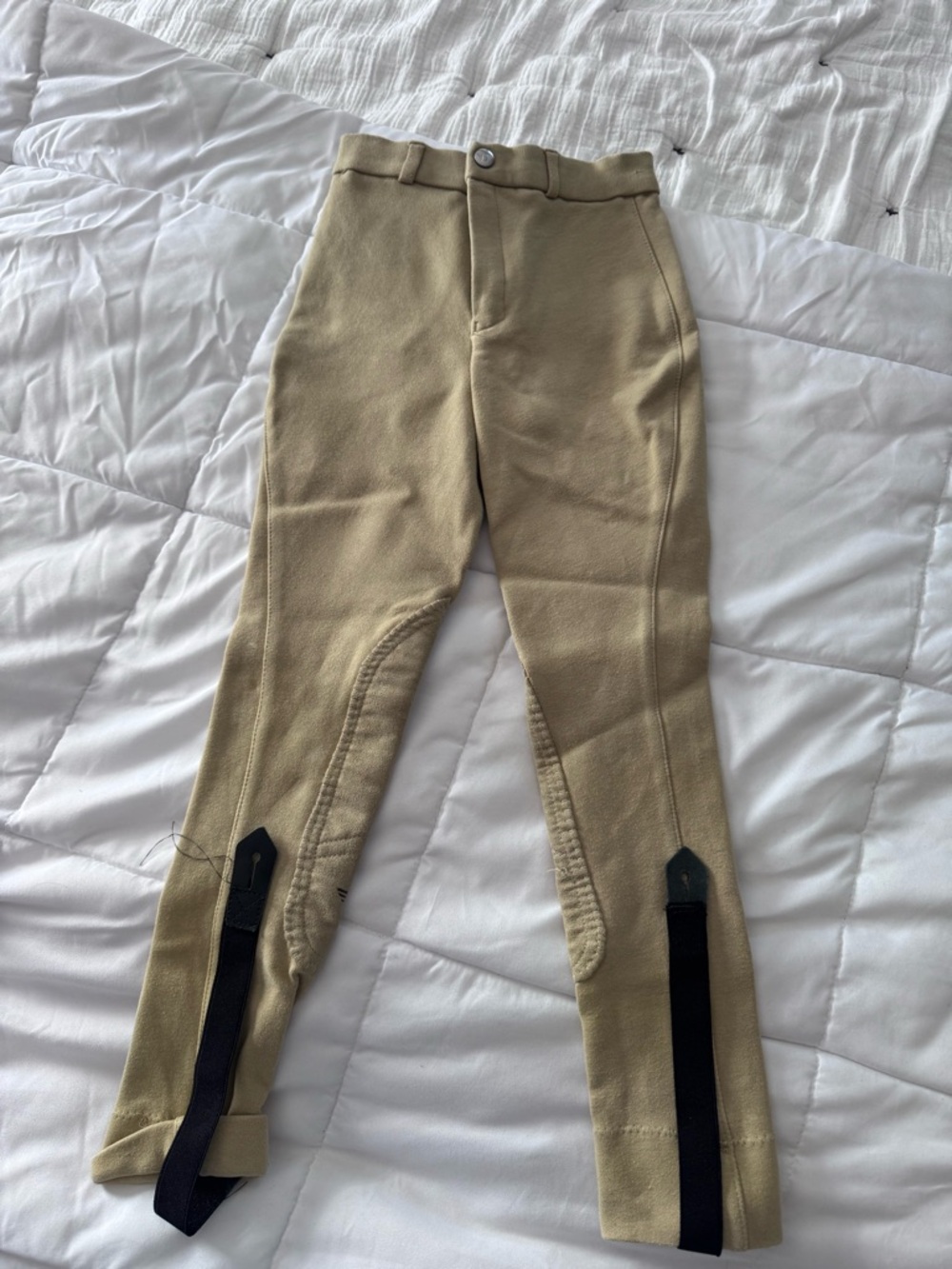 Beige Equestrian Breeches with Stirrup Straps